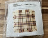 Vintage Columbia Minerva Needlepoint Pillow Kit 14x14 Brown Orange Plaid... - $30.39