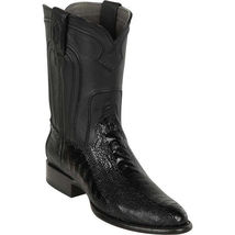 Los Altos Black Handmade Genuine Ostrich Leg Roper Round Toe Cowboy Boot - £255.03 GBP+
