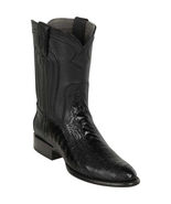 Los Altos Black Handmade Genuine Ostrich Leg Roper Round Toe Cowboy Boot - £255.03 GBP - £270.97 GBP