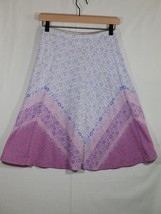 70s Vintage Purple Pink Multicolor Tulip Knit A-Line Midi Skater Skirt - £11.98 GBP