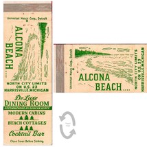 Vintage Matchbook Cover Alcona Beach resort Harrisville Mi 1940s Lake Huron - £7.77 GBP