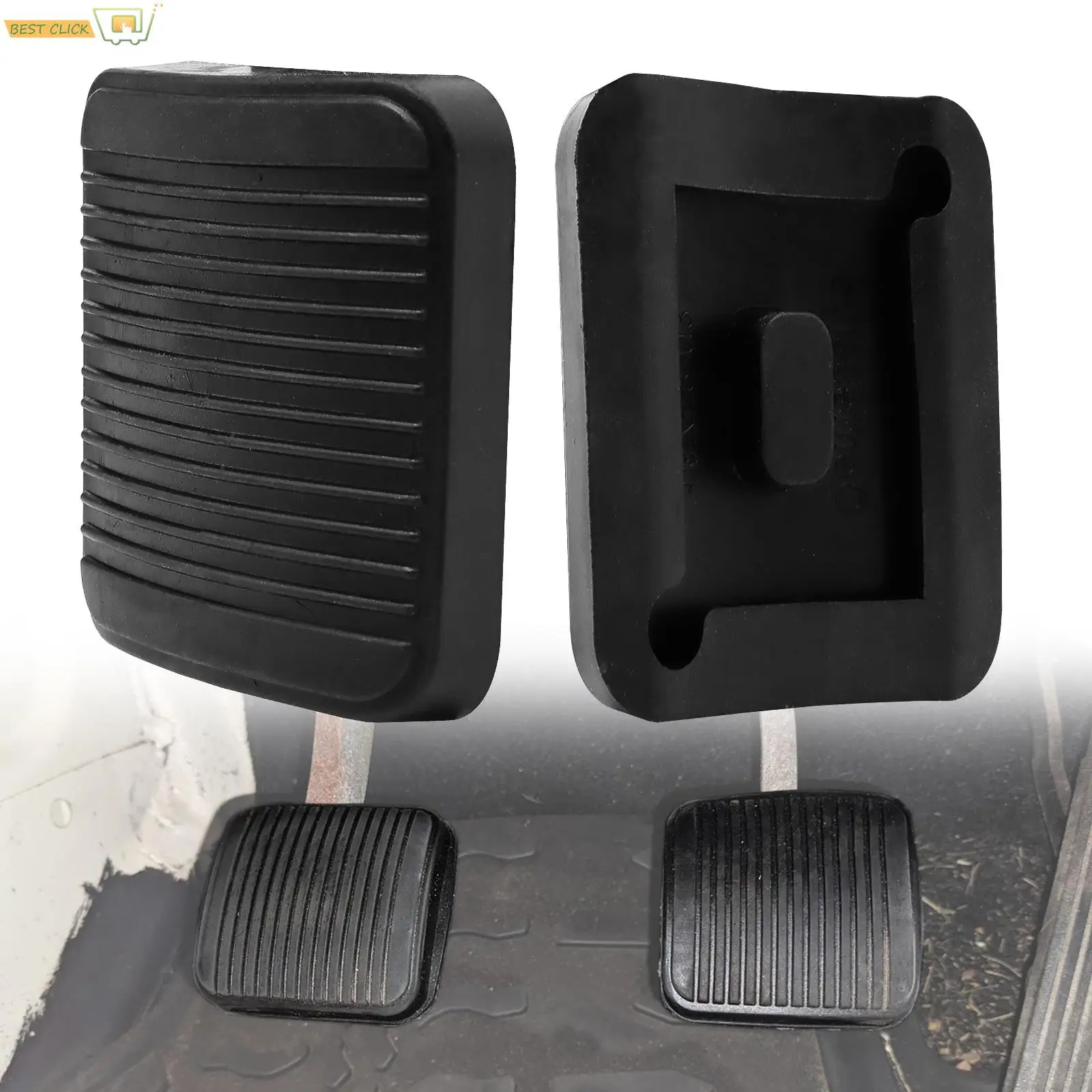 Black Rubber Pedal Pad Clutch Brake Cover Kit Anti-slip Protection For Jeep - £10.74 GBP