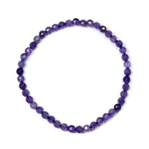 4mm Amethyst Facet Bead Bracelet - Spiritual Growth and Protection - £20.32 GBP