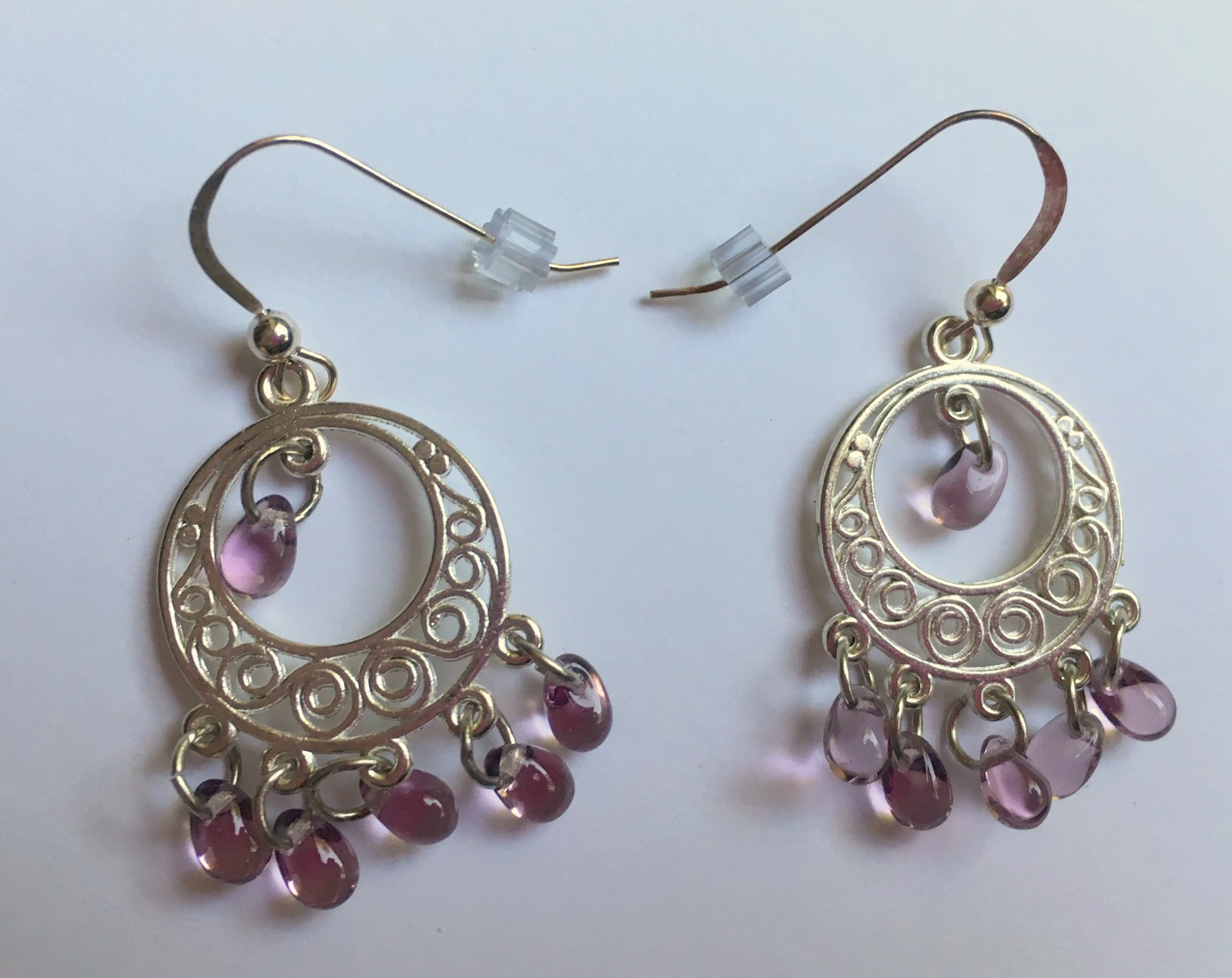 Lavender Chandelier Hook Earrings, Czech Glass Beads, Drop Earrings, Gift Idea - $12.49