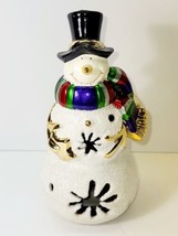 Rare Lenox Christmas Figurine Light Up SNOWMAN 6.5 in Porcelain Smiling, Scarf - £21.56 GBP