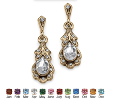 Oval Simulated Birthstone Vintage Style Drop Earrings April - £71.93 GBP