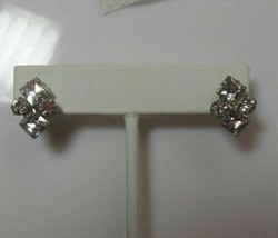 Vintage Signed Kramer N.Y. Clear Rhinestone Screw Back Earrings - $18.80
