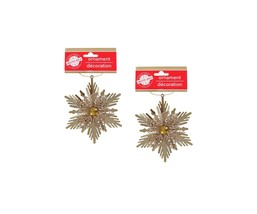 2 Pack Metal with Faux Gem Christmas Snowflake Ornaments, 4.5 in. Assorted Color - £3.98 GBP