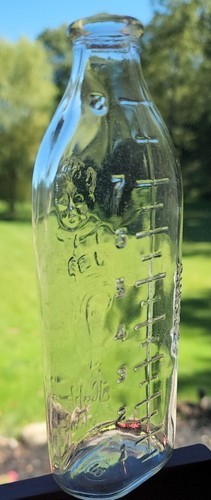 Vintage 1950's ~ Glass ~ Nursing/Baby Bottle ~ 8 Oz ~ Embossed "Happy Baby" Item image 7