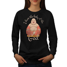 Wellcoda Buddha Funny Bodyshape Womens Sweatshirt, God Casual Pullover Jumper - £23.10 GBP+