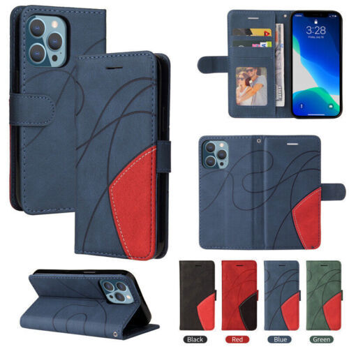 For iPhone 14 Pro Max 14 12 XS Max XR 7 8+ SE2 Flip Leather Wallet Cover Case