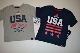ADIDAS BOYS AND TODDLER T-SHIRTS  BLUE AND GRAY USA SIZES 2T,,4,5,6,7,7X... - $15.99