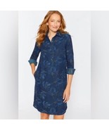 J. McLaughlin Amara Floral Print Jacquard Shirt Dress Blue Size Large NWT - £67.18 GBP