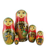 Nesting Dolls 7.9&quot; 5 Piece, Traditional Fairytale Hand Made Russian Matr... - $197.11