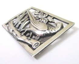 Vintage Sterling Silver Pheasant Bird Brooch Signed CORO CRAFT Norseland Pin MCM - £38.68 GBP