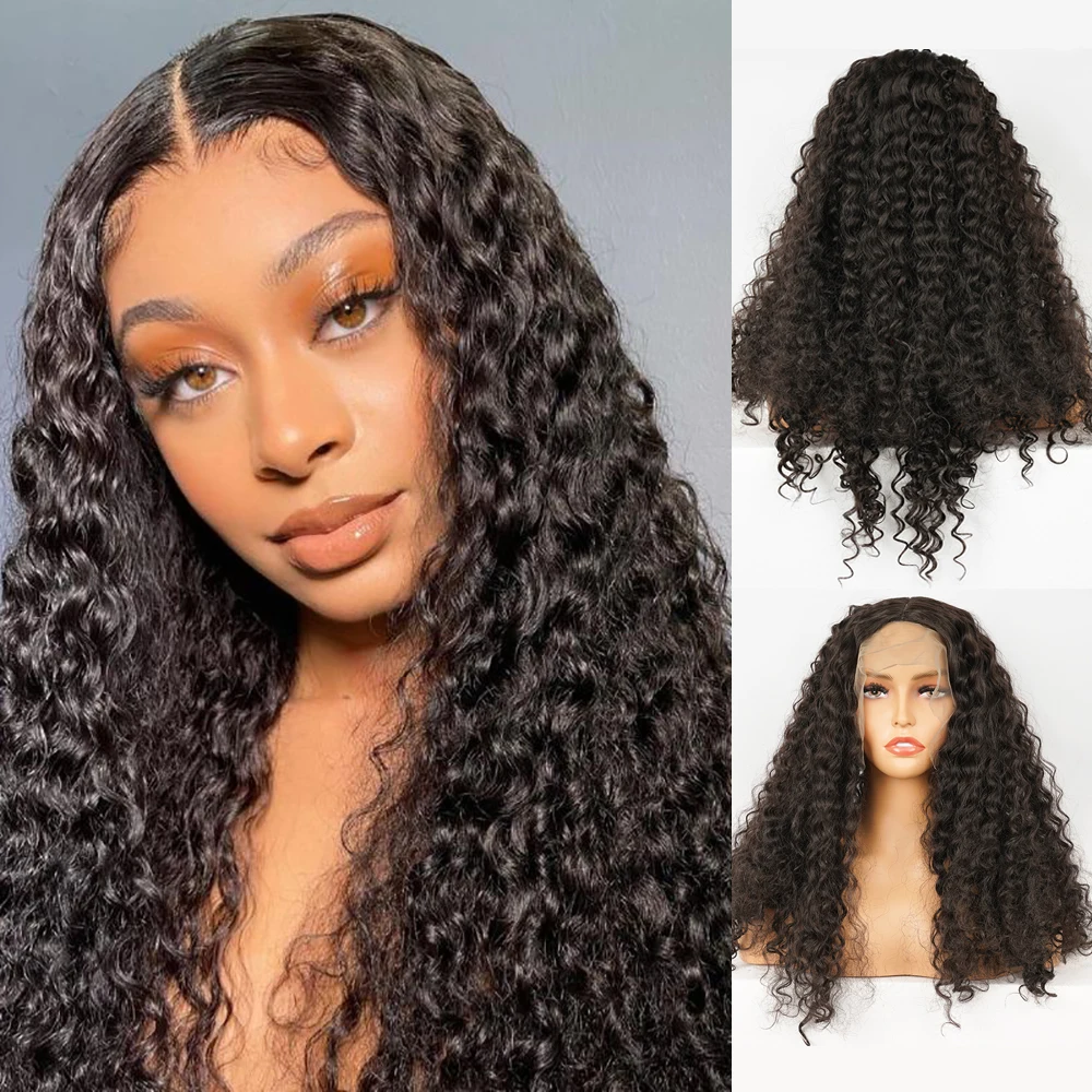Afro Kinky Curly Synthetic Hair Wigs Heat Resistant Fiber Hair Wig Glueless - £36.35 GBP+