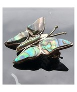 VINTAGE MEXICAN 925 STERLING SILVER MOTHER OF PEARL BUTTERFLY BROOCH PIN AT - €39,75 EUR