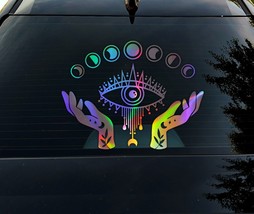 Holographic  moon eye boho style car sticker / camper sticker / vinyl decal - £11.82 GBP+
