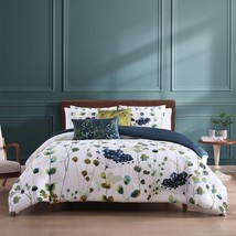Bebejan Navy &amp; Gold Floral Reversible Comforter Set - 5 Piece Collection - $224.73