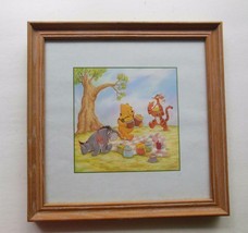 Framed Winnie the Pooh  Art Print Picnic  with Eeyore &amp; Tigger 9.75&quot; Disney - £14.69 GBP
