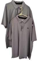 2 Under Armour Men&#39;s Adult Size 3XL Polo Loose Heatgear Gray Polyester Short - £31.63 GBP