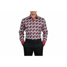 Men Shirt J.Valintin Turkey Egyption Cotton Axxess Style A113-10 Christmas Red image 4
