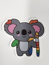 Koala Bear Standing with Paintbrush Covered in Paint Sticker Decal Embellishment - $2.30