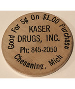 Vintage Kayser Drugs Wooden Nickel Chesaning Michigan - $4.94