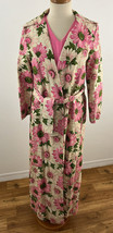 Vintage 70s Pink Daisy Maxi Dress &amp; Matching Coat Duster Women&#39;s 12 Hostess - £52.31 GBP