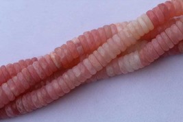 Natural 8 inch faceted pink OPAL heishi beads coins gemstone beads, 6--6.5 mm, n - £26.46 GBP