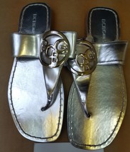 New BCBG BcbGirls Open Toe Sandals Strap Slides Flats Silver Womens Shoes Sz 7B - £16.58 GBP