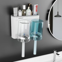 NPET Toothbrush Holder for Bathroom,2 Cups Toothbrush Holder Set Wall Mounted, - £18.04 GBP