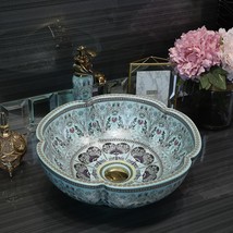 Exquisite Vintage Handmade Ceramic Wash Basin, Artistic Countertop Flora... - $559.38 CAD