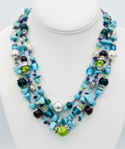 Laura Ashley Layered Three Strand Amethyst Dyed Turquoise Howlite Necklace - £15.59 GBP
