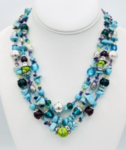 Laura Ashley Layered Three Strand Amethyst Dyed Turquoise Howlite Necklace - $19.80