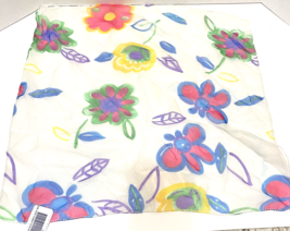 Womens Sheer Flower Floral Sheer Square Neck Scarf Multicolor 18&quot; New Tag - $11.66