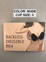 SILICONE STICKY GEL INVISIBLE  BACKLESS WIRE FREE BRA &#39;C&#39;  CUP  NUDE COLOR - £3.18 GBP