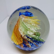 Aquatic Dolphin Bubble Ocean Art Glass 4&quot; Globe/Orb  Paperweight Underwa... - $13.64