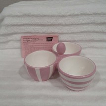 Pampered Chef Help Whip Cancer Retired Pink Bowl Trio Condiment Serving Set 2069 - £23.68 GBP