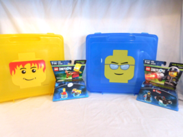 Lego Minifigure Head Storage Carrying Cases Container Yellow + Blue + Ne... - $39.60