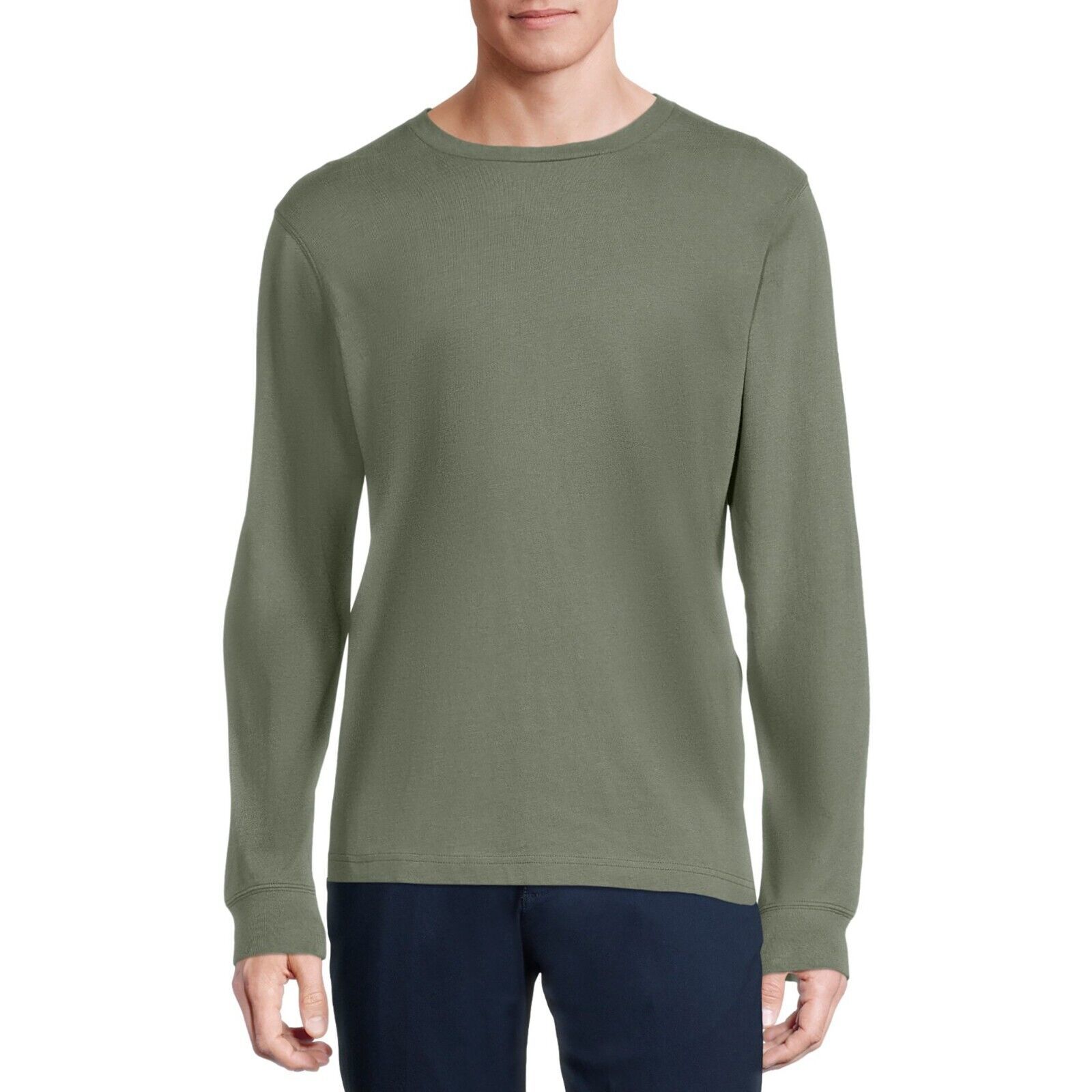 George Men&#39;s Long Sleeve Crew Neck Tee Shirt SMALL (34-36) Green New - $13.54
