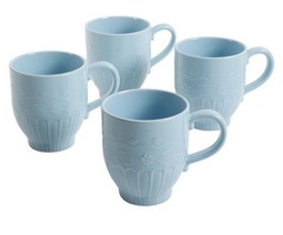 Four (4) ~ Pioneer Woman ~ TONI ~ 17 Ounce ~ Light Blue ~ Stoneware ~ Mug Set - £29.41 GBP