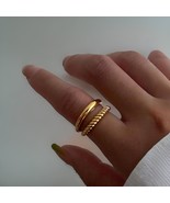 Women 18k Gold Plated Stainless Steel Twisted Band Ring - $26.98 CAD
