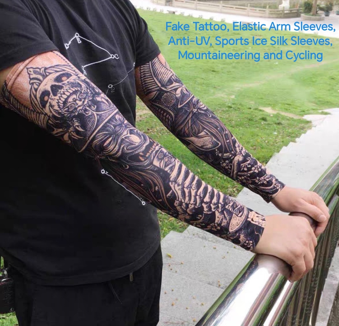 Fake Tattoo, Elastic Arm Sleeves, Anti-UV, Sports Ice Silk Sleeves - $86.00