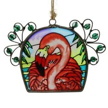 Small Hanging Glass Sun Catcher Flamingo Hand Painted - £18.90 GBP