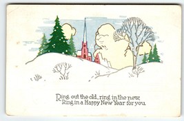 New Years Day Postcard Ring Out The Old In With The New 1930 Holiday Greetings - £8.73 GBP