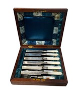 Antique Victorian Silverplated Mother of Pearl Boxed Fruit Fish Set 12 P... - £91.90 GBP