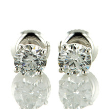 Diamond Stud Earrings Round Lab Created 1.10 TCW E VVS2 14K White Gold IGI Cert - £1,415.59 GBP