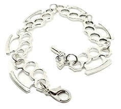 Knuckle Duster Bracelet with Gun Charm Thug Punk Rock Alternative Silver Tone - £9.81 GBP