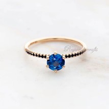 Dainty Blue Sapphire Ring Minimalist 925 Silver Jewelry September Birthstone - £33.35 GBP